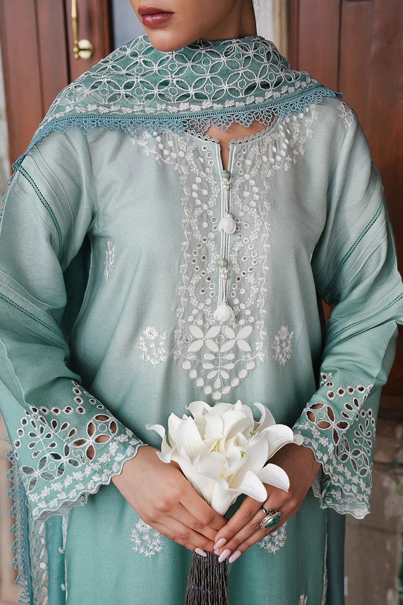 AQUA MELODY-3PC SATIN EMBROIDERED SUIT - Image 4