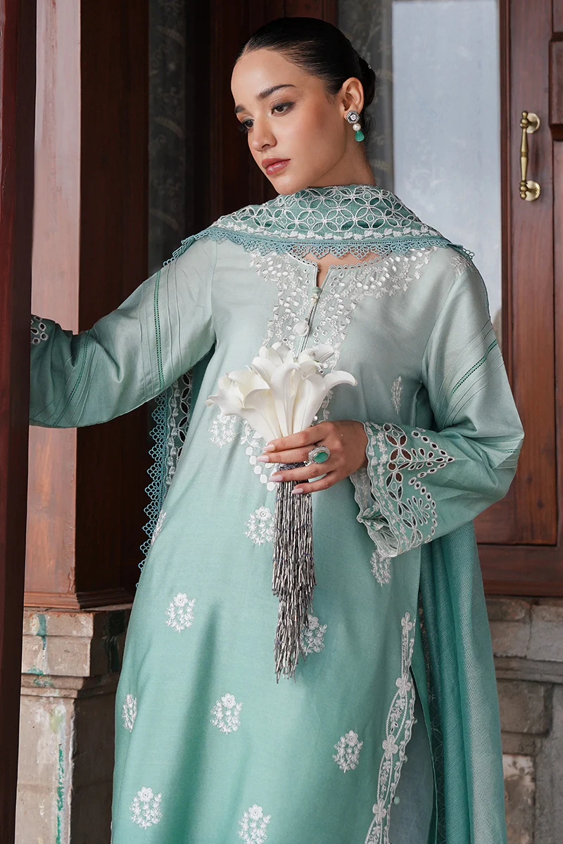 AQUA MELODY-3PC SATIN EMBROIDERED SUIT - Image 6