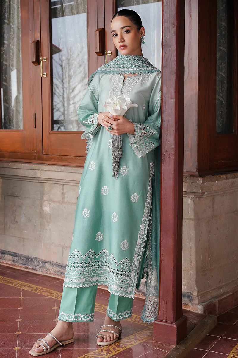 AQUA MELODY-3PC SATIN EMBROIDERED SUIT - Image 7