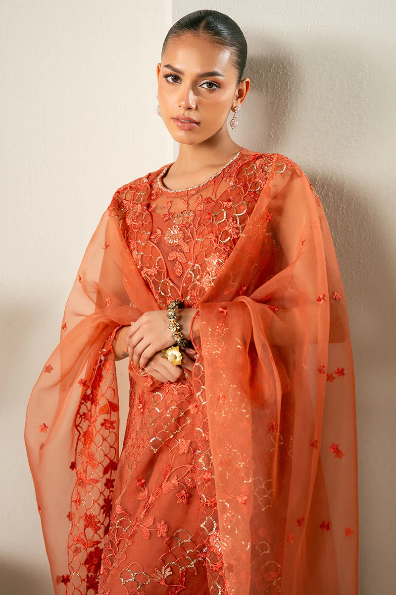 AUTUMN ZEST-4PC ORGANZA EMBROIDERED SUIT - Image 4