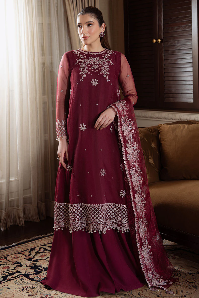 BERRY BLUSH-4PC ORGANZA EMBROIDERED SUIT - Image 4