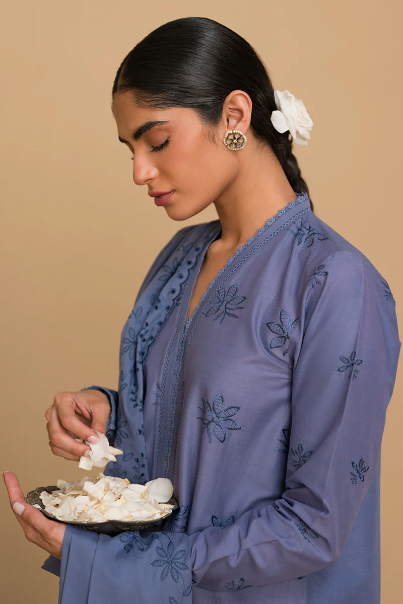 BLUE FERN-3 PIECE CHIKANKARI SUIT - Image 4