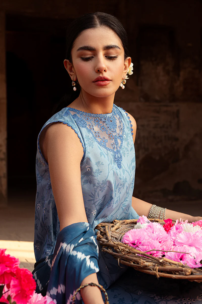 BLUE SAND-3 PIECE LAWN PRINTED SUIT - Image 3