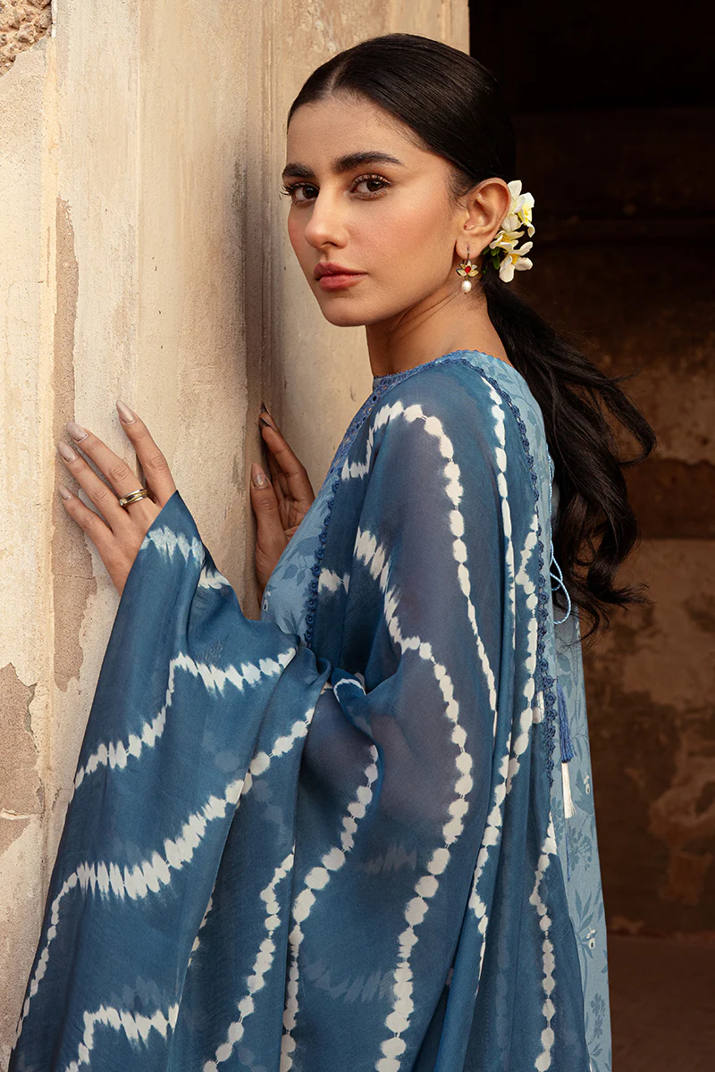 BLUE SAND-3 PIECE LAWN PRINTED SUIT - Image 5