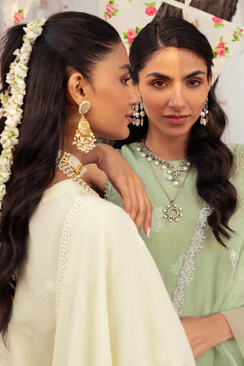 CELADON SPRUCE-3 PIECE EMBROIDERED JACQUARD SUIT - Image 15