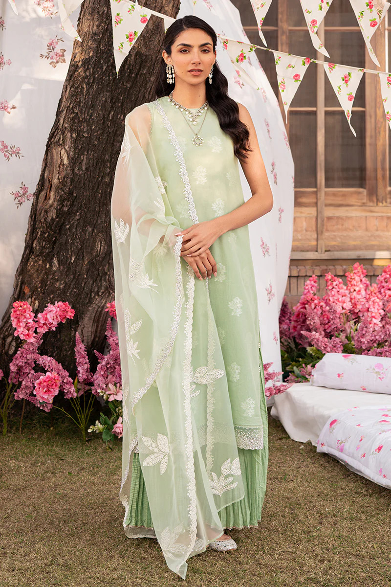CELADON SPRUCE-3 PIECE EMBROIDERED JACQUARD SUIT - Image 6