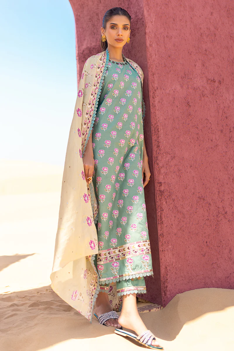 CHARTREUSE GOLD-3 PIECE EMBROIDERED LAWN SUIT - Image 7