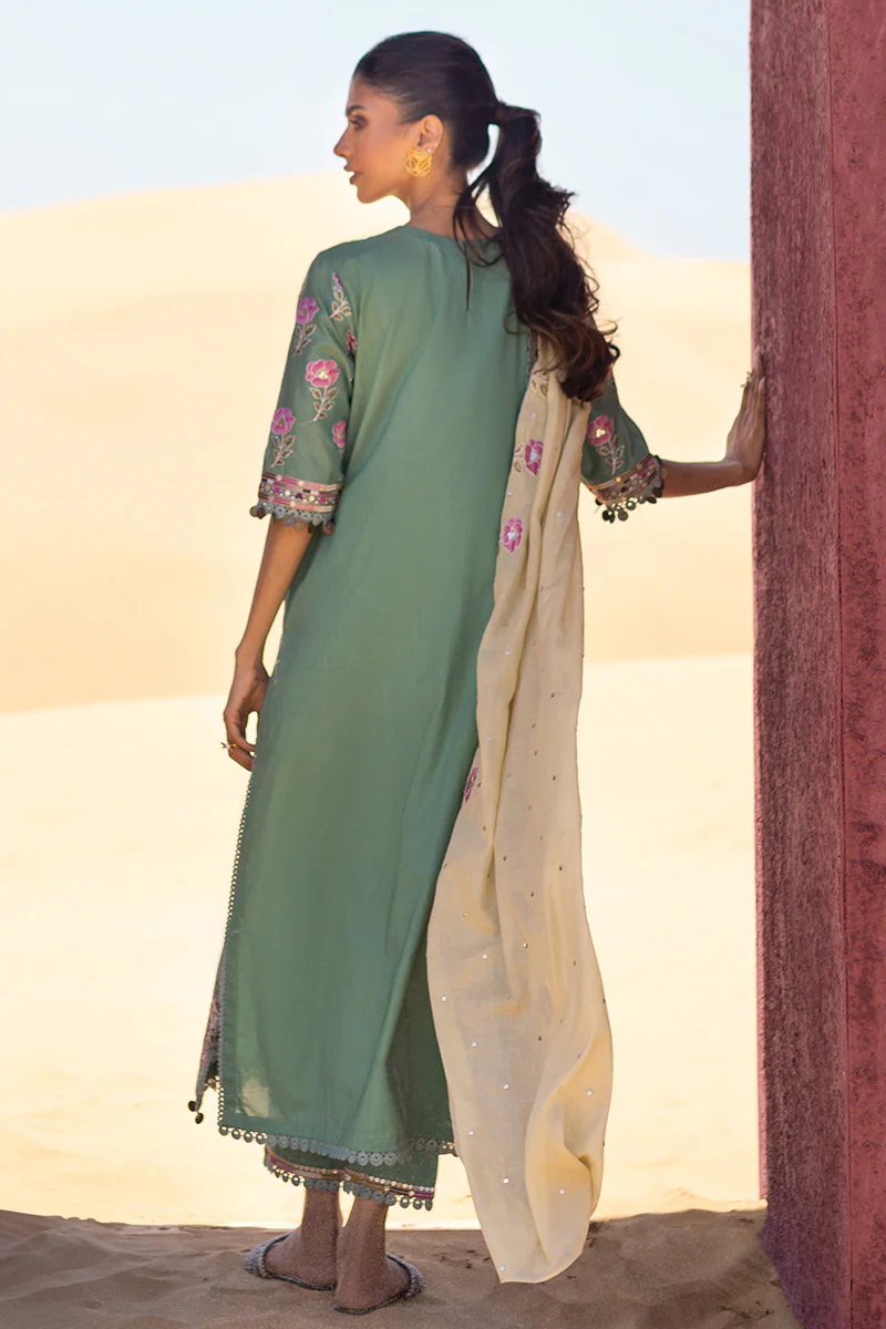 CHARTREUSE GOLD-3 PIECE EMBROIDERED LAWN SUIT - Image 8