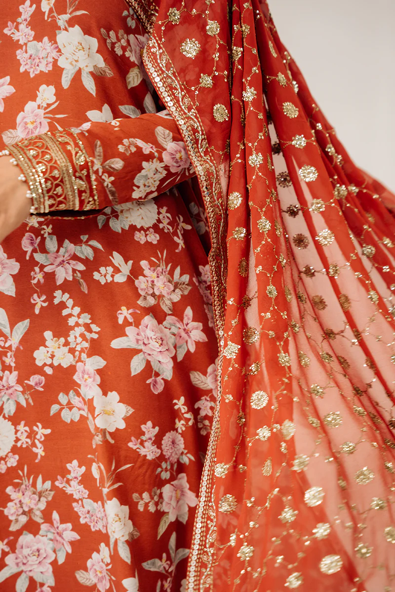 CRIMSON GLOW-3 PIECE EMBROIDERED SILK SUIT - Image 3