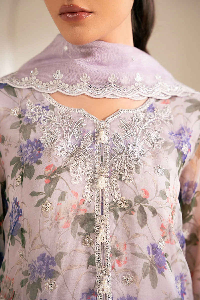 DUSTY LAVENDER-4PC ORGANZA EMBROIDERED SUIT - Image 2