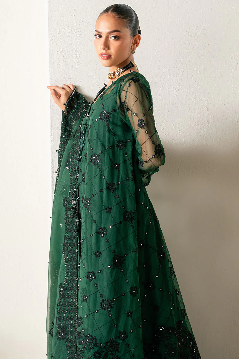 EMERALD DREAM-4PC ORGANZA EMBROIDERED SUIT - Image 5