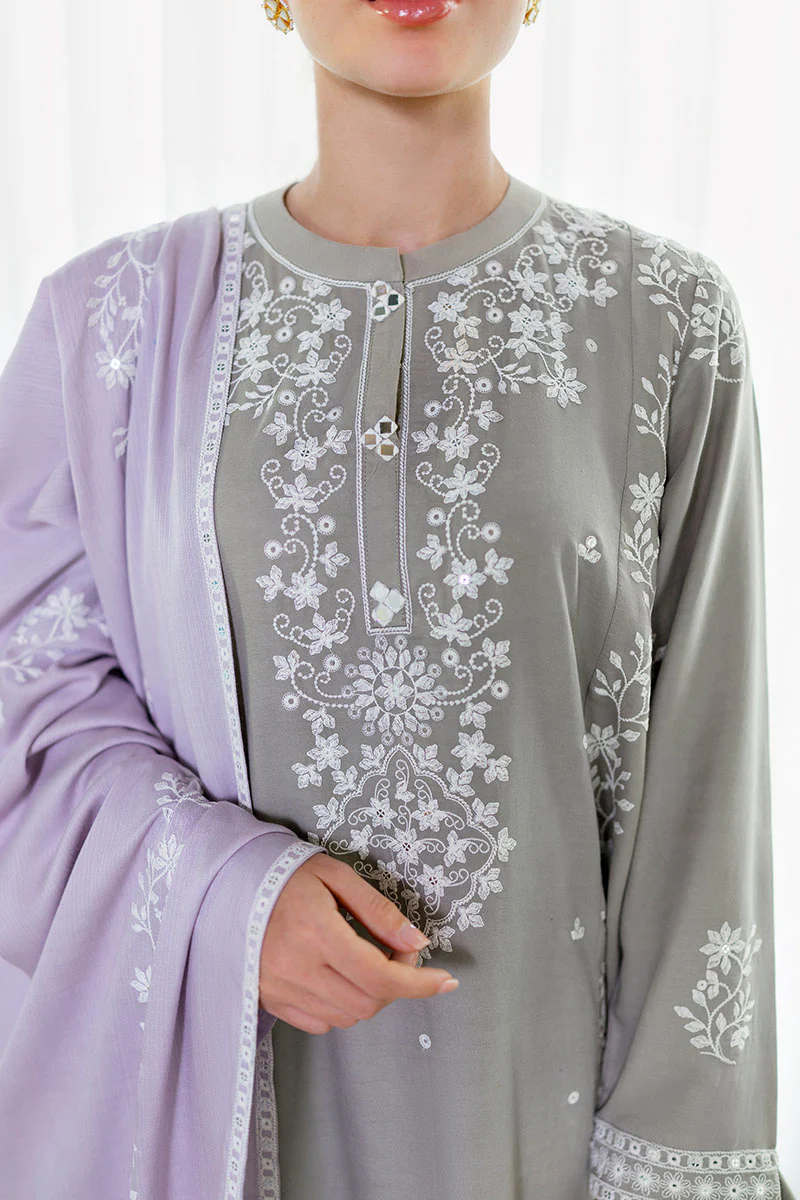 ETHEREAL VEIL-3PC SATIN EMBROIDERED SUIT - Image 6