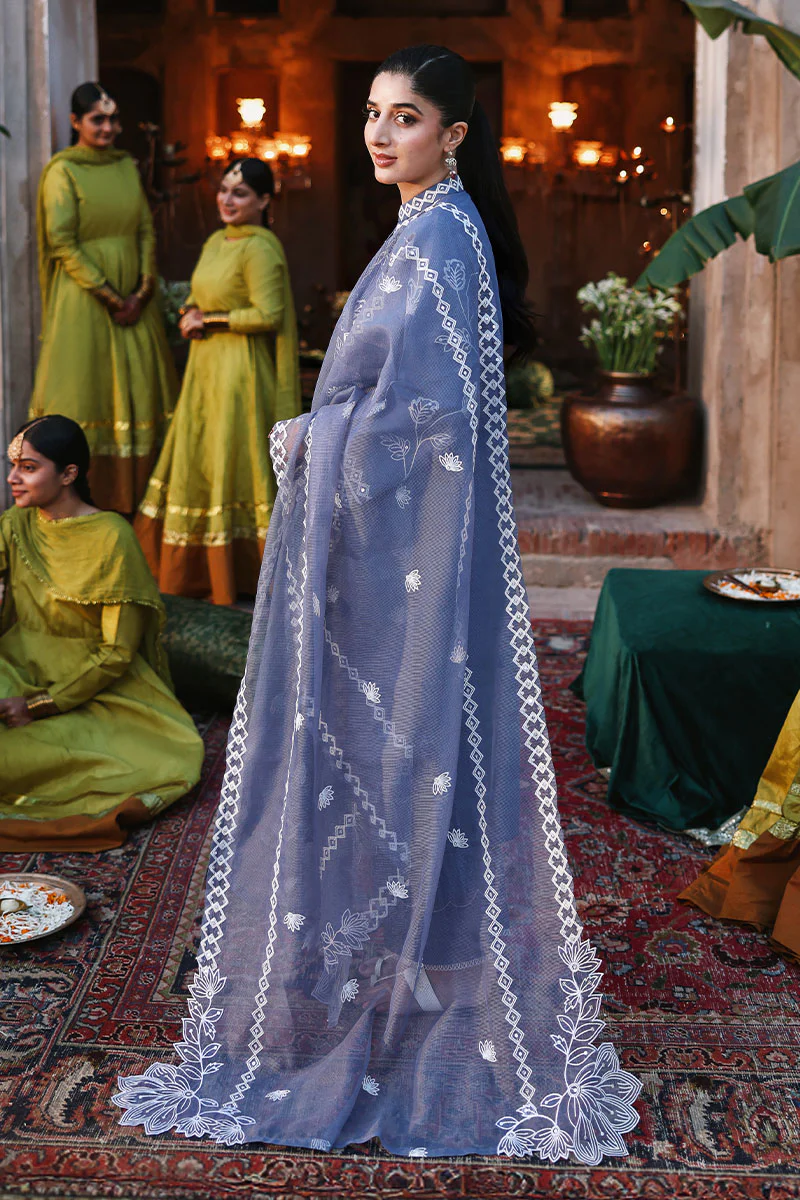 ETHNIC BLUE-3PC EMBROIDERED LAWN SUIT - Image 5