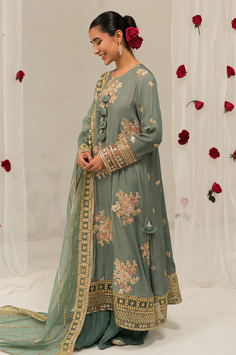 GARLAND SAGE-3 PIECE EMBROIDERED SILK SUIT - Image 4