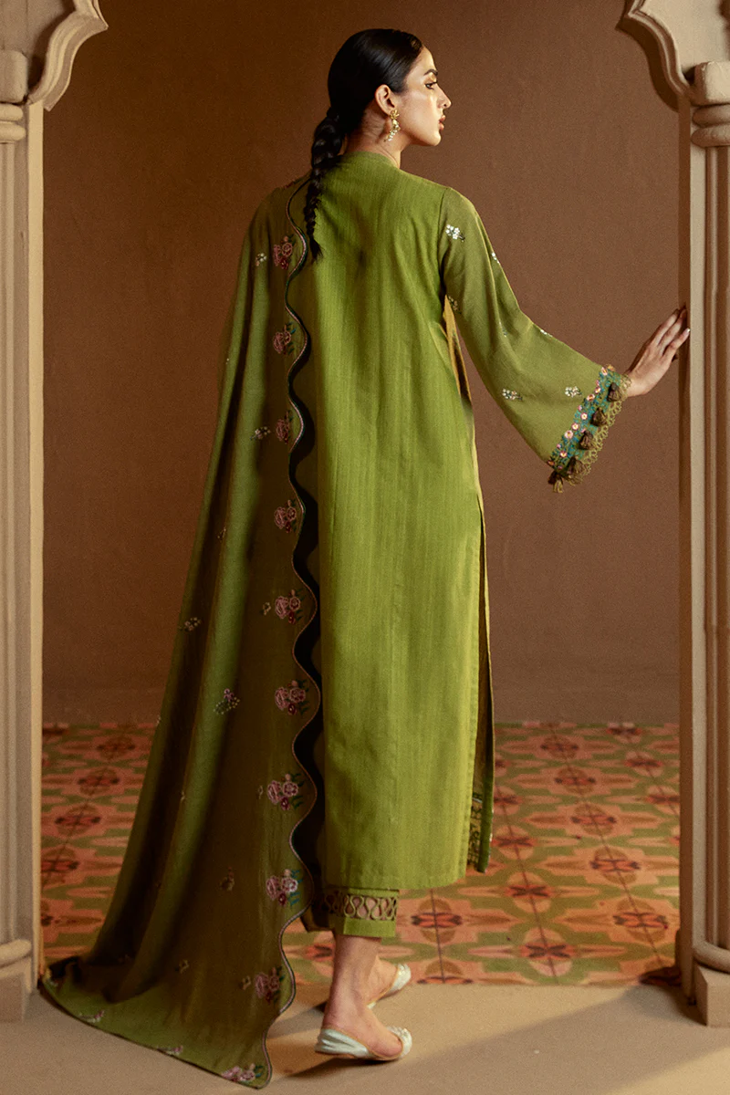 GREEN OASIS-3 PC KHADDAR EMBROIDERED SUIT - Image 6