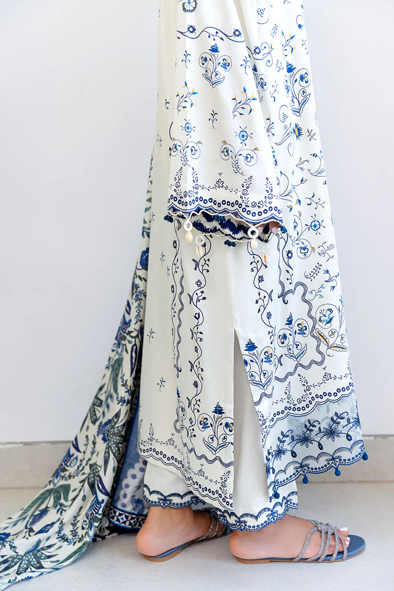 IVORY ORCHID-3PC SATIN PRINTED SUIT - Image 4