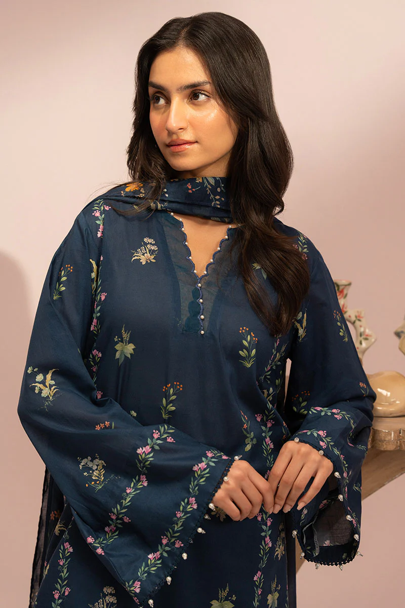 MIDNIGHT BLOSSOM-3PC PRINTED LAWN SUIT - Image 4