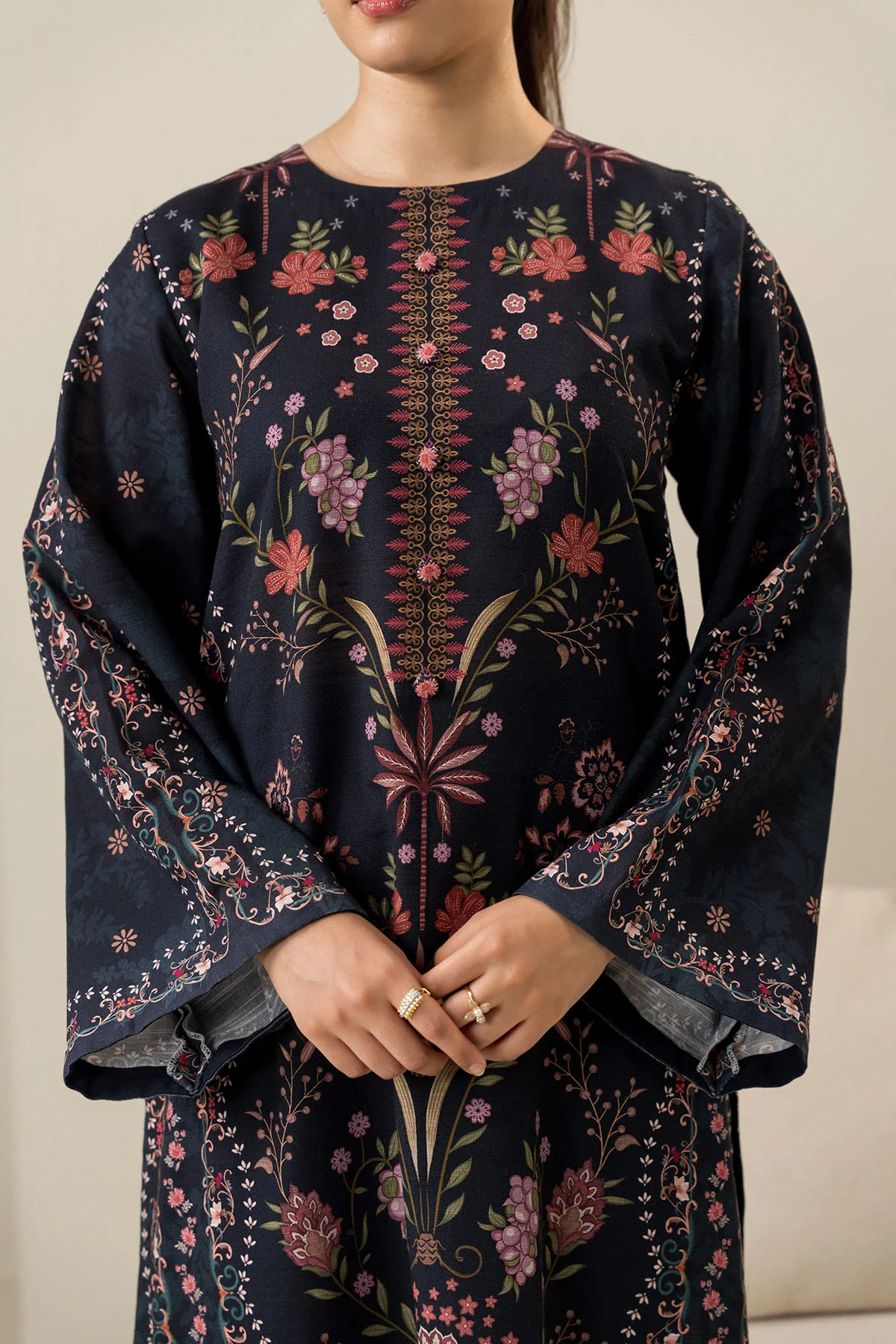 MIDNIGHT PEARL-2PC KHADDAR PRINTED SUIT - Image 2