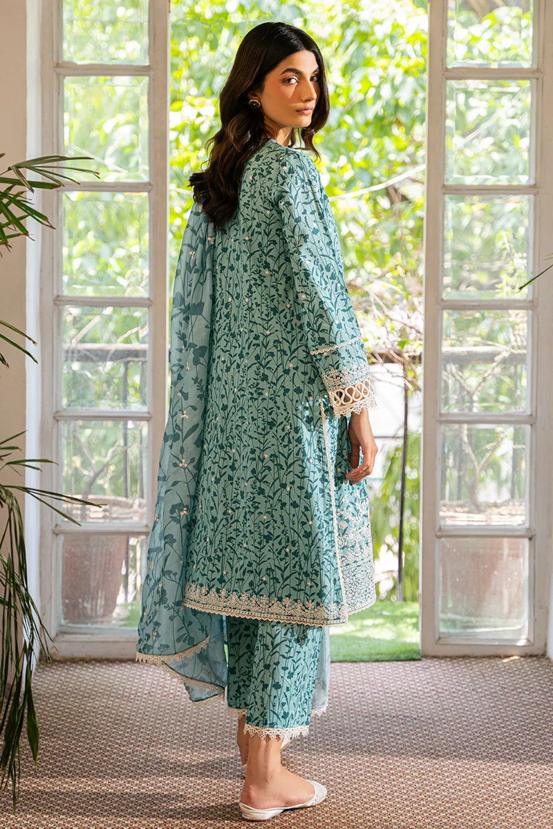 MINTY MEADOW-3 PIECE EMBROIDERED LAWN SUIT - Image 7