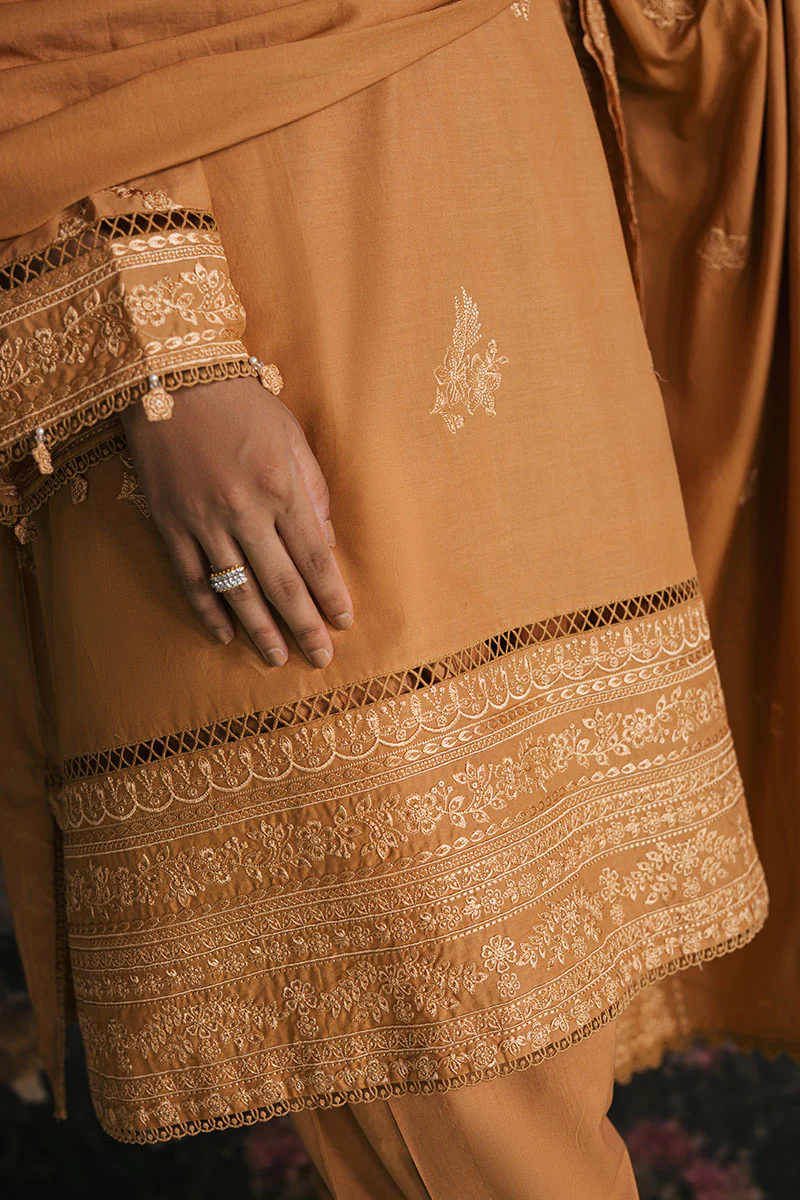 MUSTARD BLOOM-3PC LAWN EMBROIDERED SUIT - Image 5
