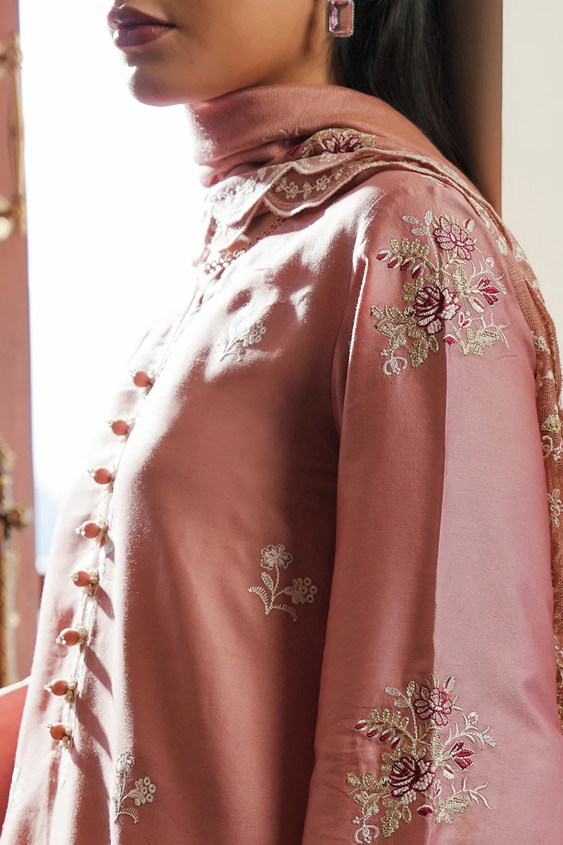 MYSTIC PINK-3PC SATIN EMBROIDERED SUIT - Image 3
