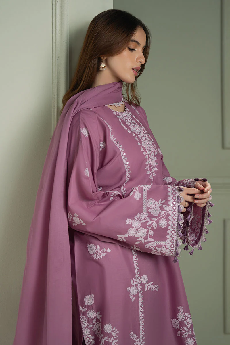 ORCHID GLAZE- 3PC EMBROIDERED LAWN SUIT - Image 5