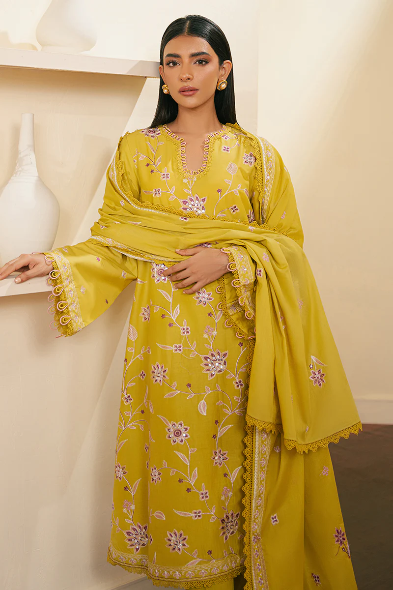 ORCHID MOSS-3 PIECE EMBROIDERED CAMBRIC SUIT - Image 4