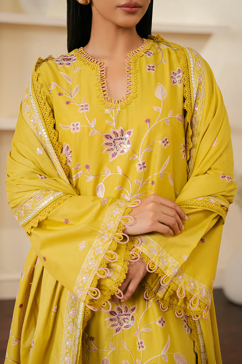 ORCHID MOSS-3 PIECE EMBROIDERED CAMBRIC SUIT - Image 5