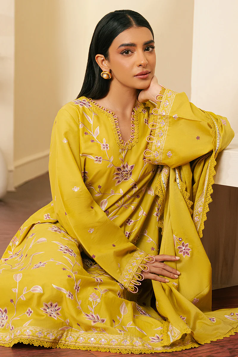 ORCHID MOSS-3 PIECE EMBROIDERED CAMBRIC SUIT - Image 6