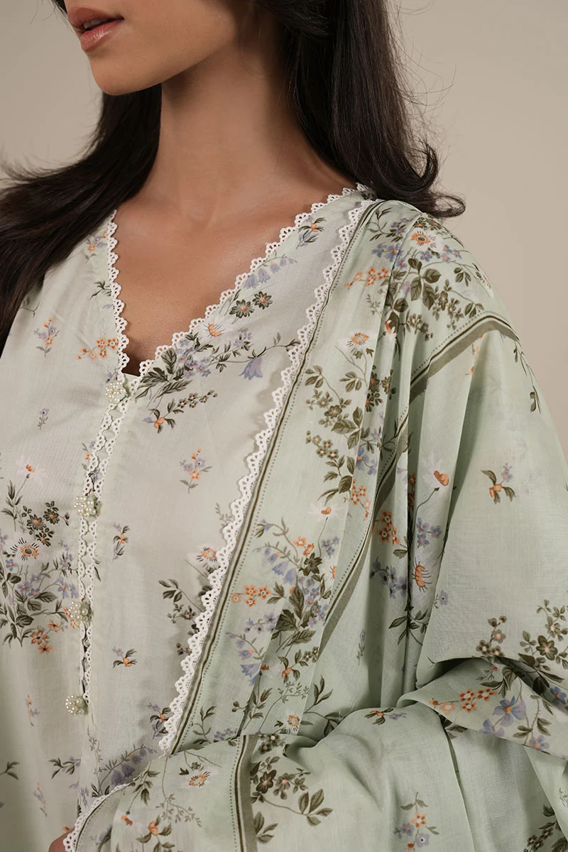 PALE AQUA-3PC PRINTED LAWN SUIT - Image 2