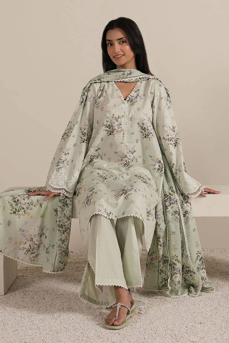 PALE AQUA-3PC PRINTED LAWN SUIT - Image 3
