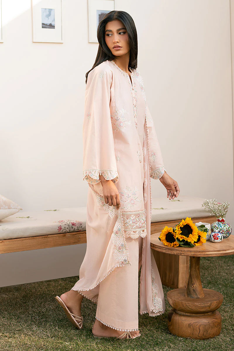 PEACH BLOOM- 3PC EMBROIDERED LAWN SUIT - Image 6