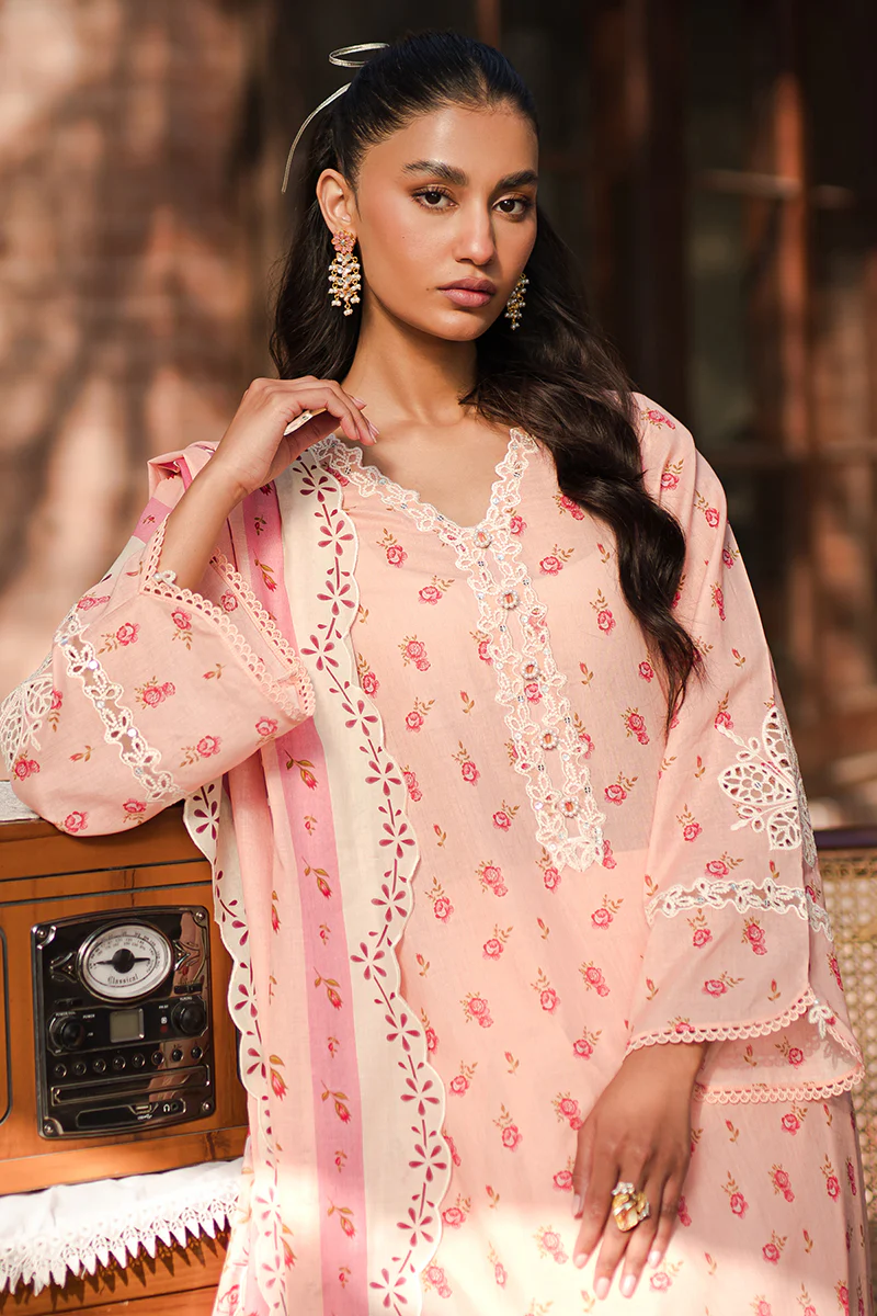 PEACH GLAM-3 PIECE EMBROIDERED LAWN SUIT - Image 6