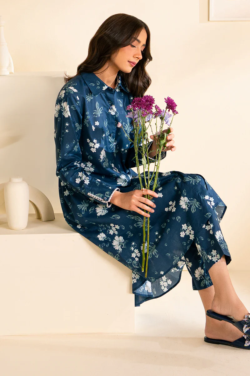 PEACOCK BLUE-2 PC PRINTED LAWN SUIT - Image 6
