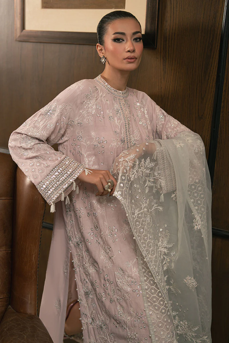 PETAL PURPLE-3PC EMBROIDERED SILK SUIT - Image 2