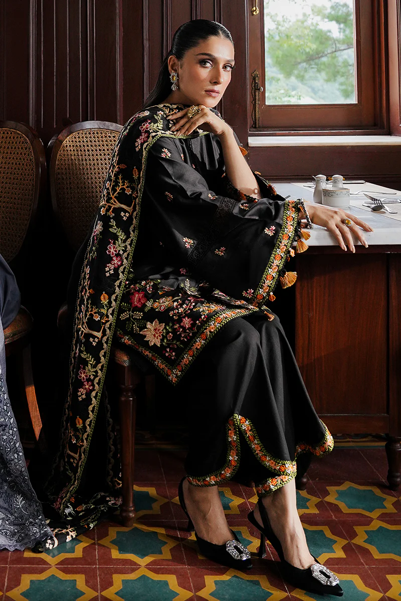 RAVEN BLOSSOM-3PC SATIN EMBROIDERED SUIT - Image 5