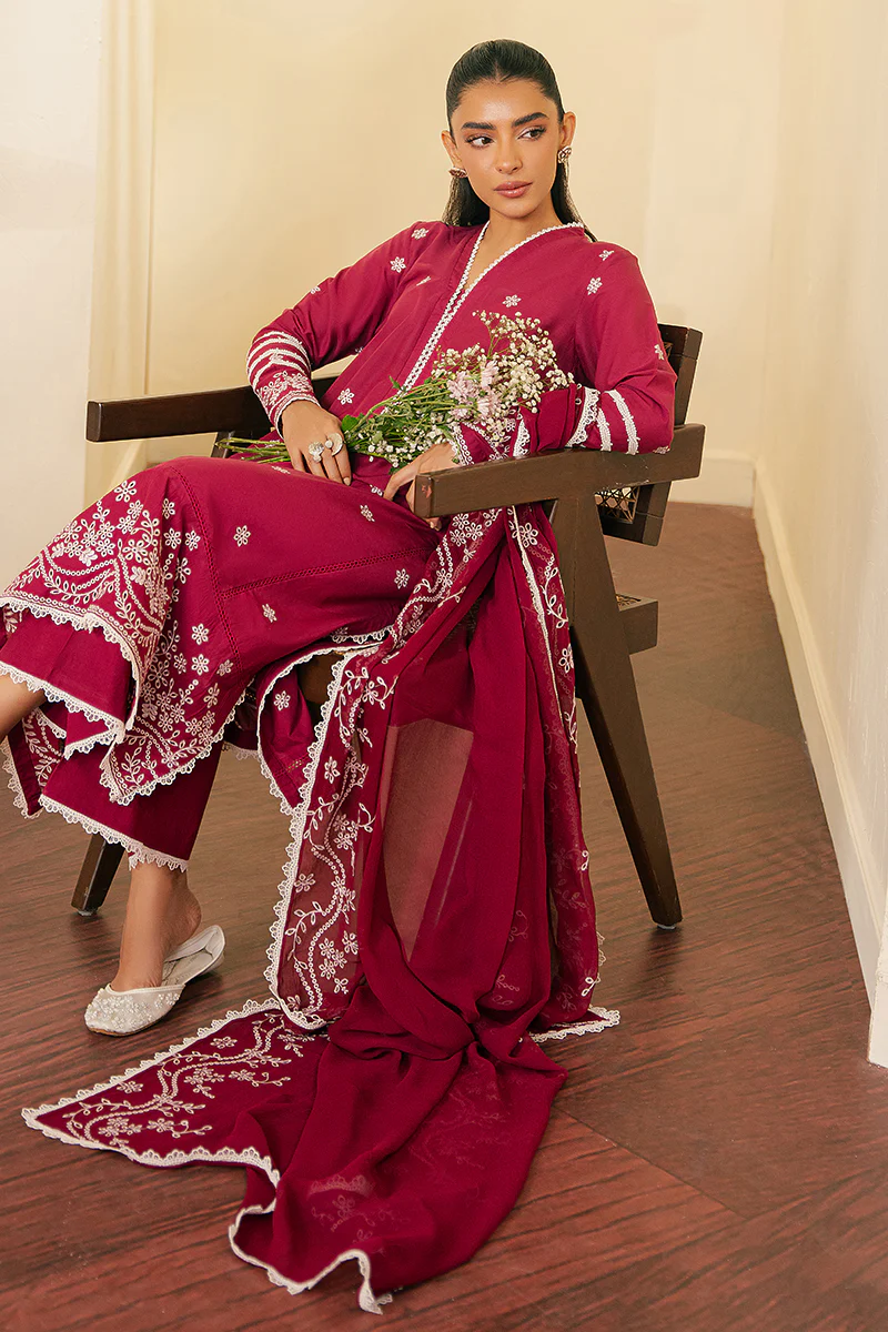 ROSE IMPRESSION-3 PIECE EMBROIDERED CAMBRIC SUIT - Image 5