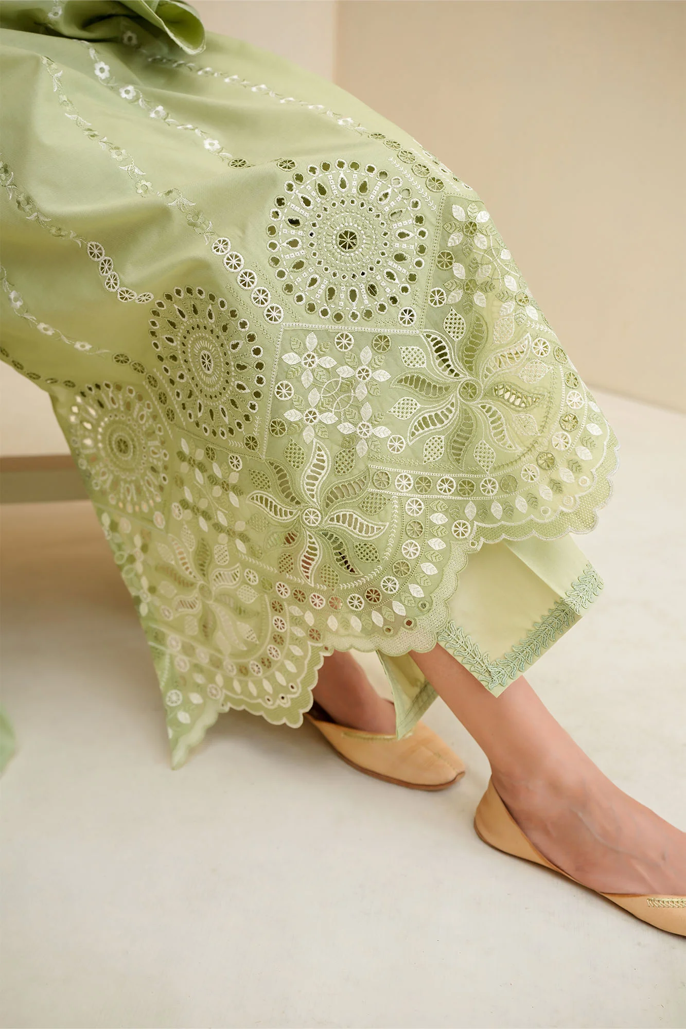 SAGE SILK-3PC CHIKANKARI SUIT - Image 5