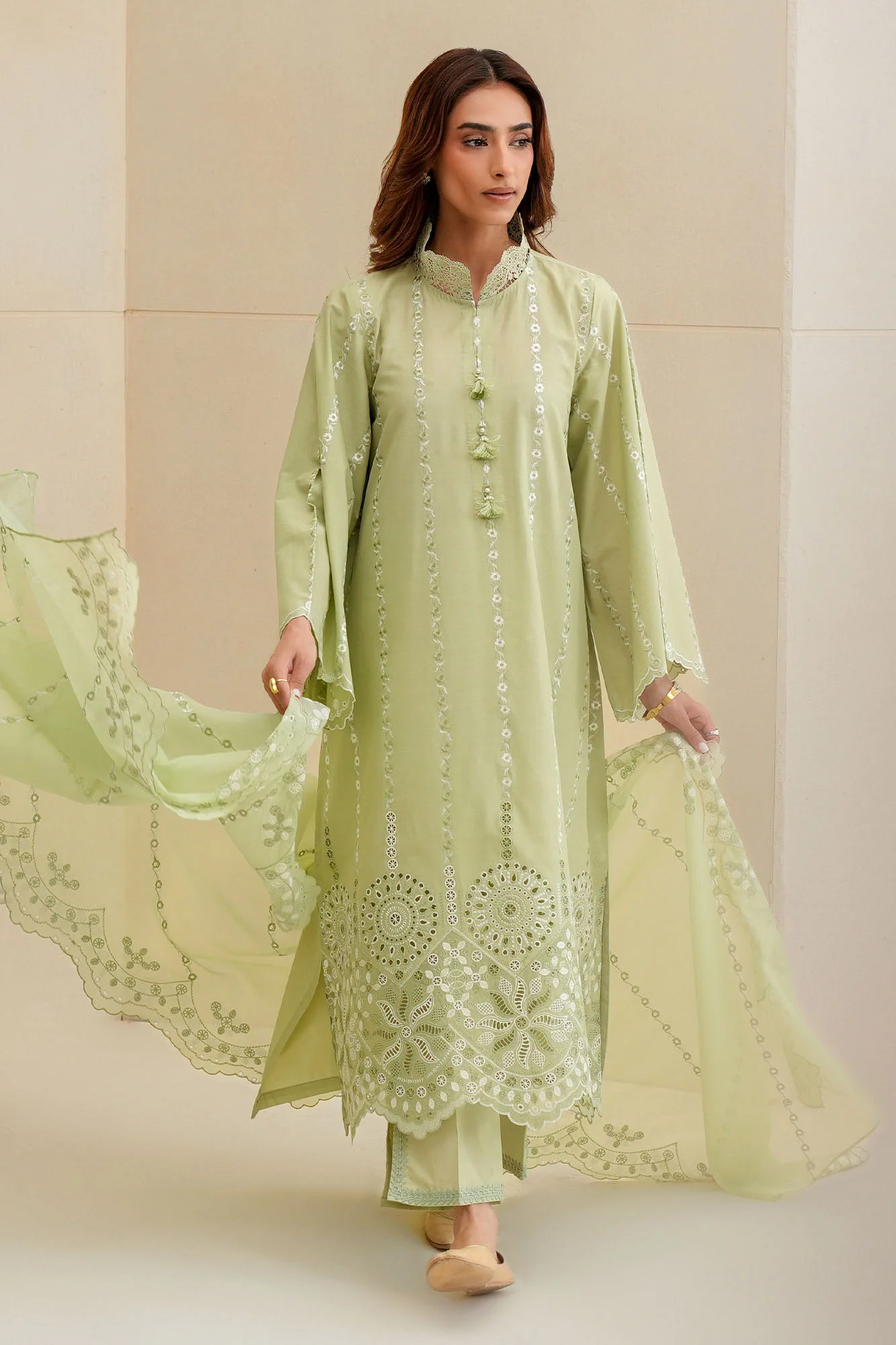 SAGE SILK-3PC CHIKANKARI SUIT - Image 6