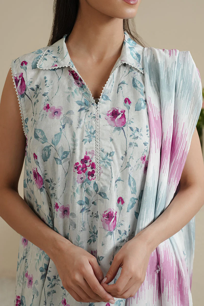 SEAFOAM SERENITY-3PC PRINTED LAWN SUIT - Image 2
