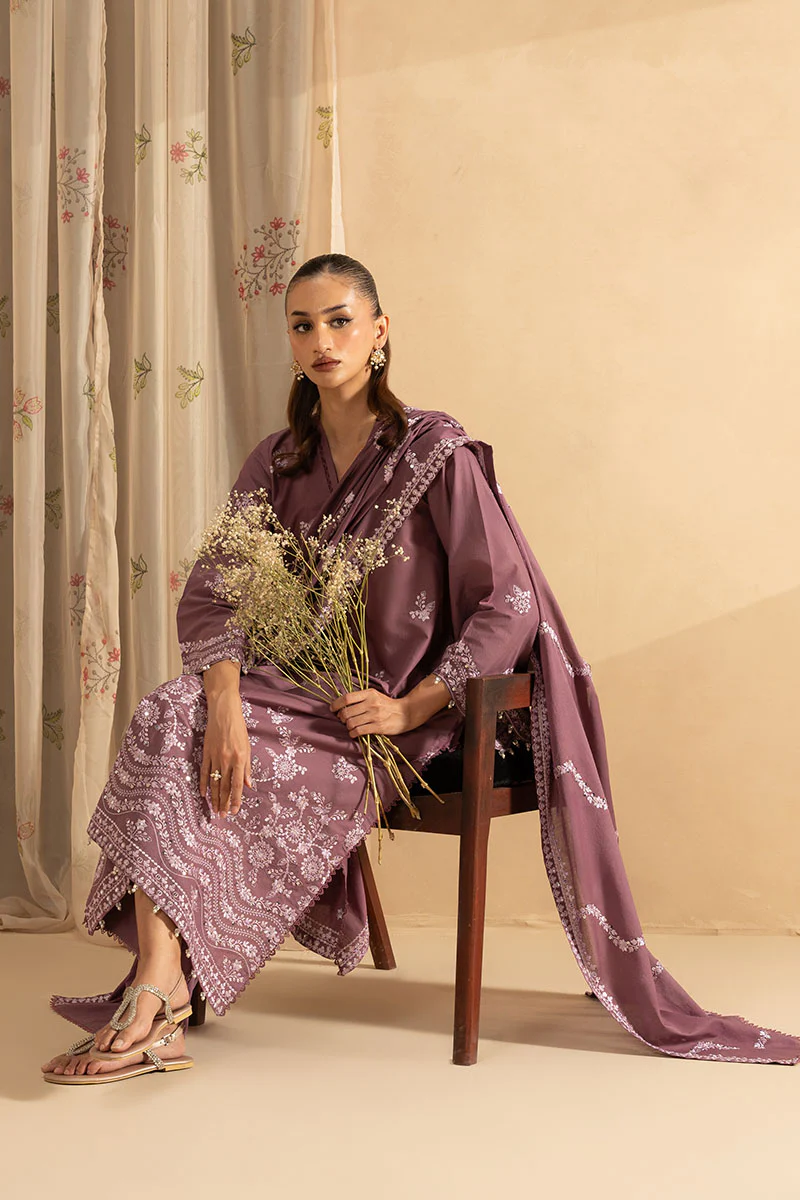 SUBTLE BLOOM- 3PC EMBROIDERED LAWN SUIT - Image 3