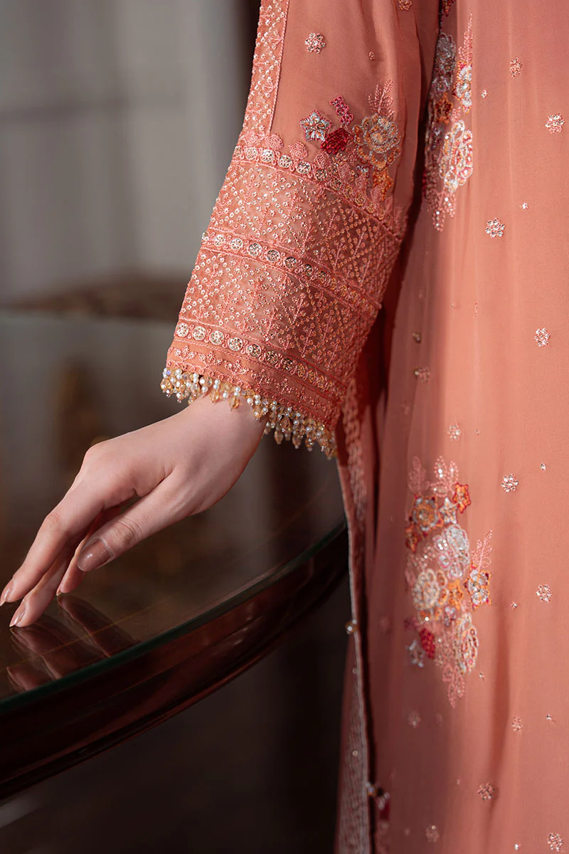 SUNSET DEW-4PC CHIFFON EMBROIDERED SUIT - Image 4