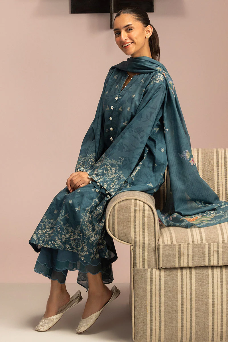 TEAL DUST-3PC PRINTED LAWN SUIT - Image 3