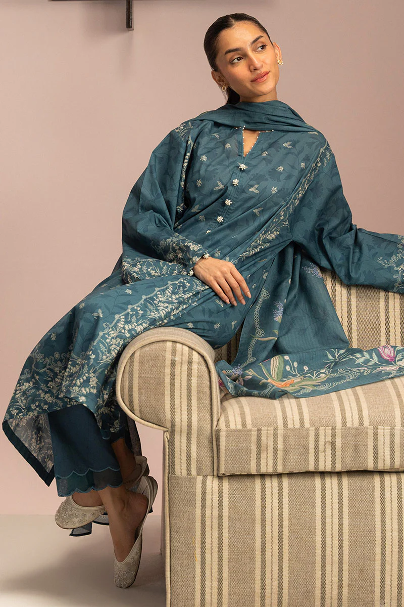 TEAL DUST-3PC PRINTED LAWN SUIT - Image 5