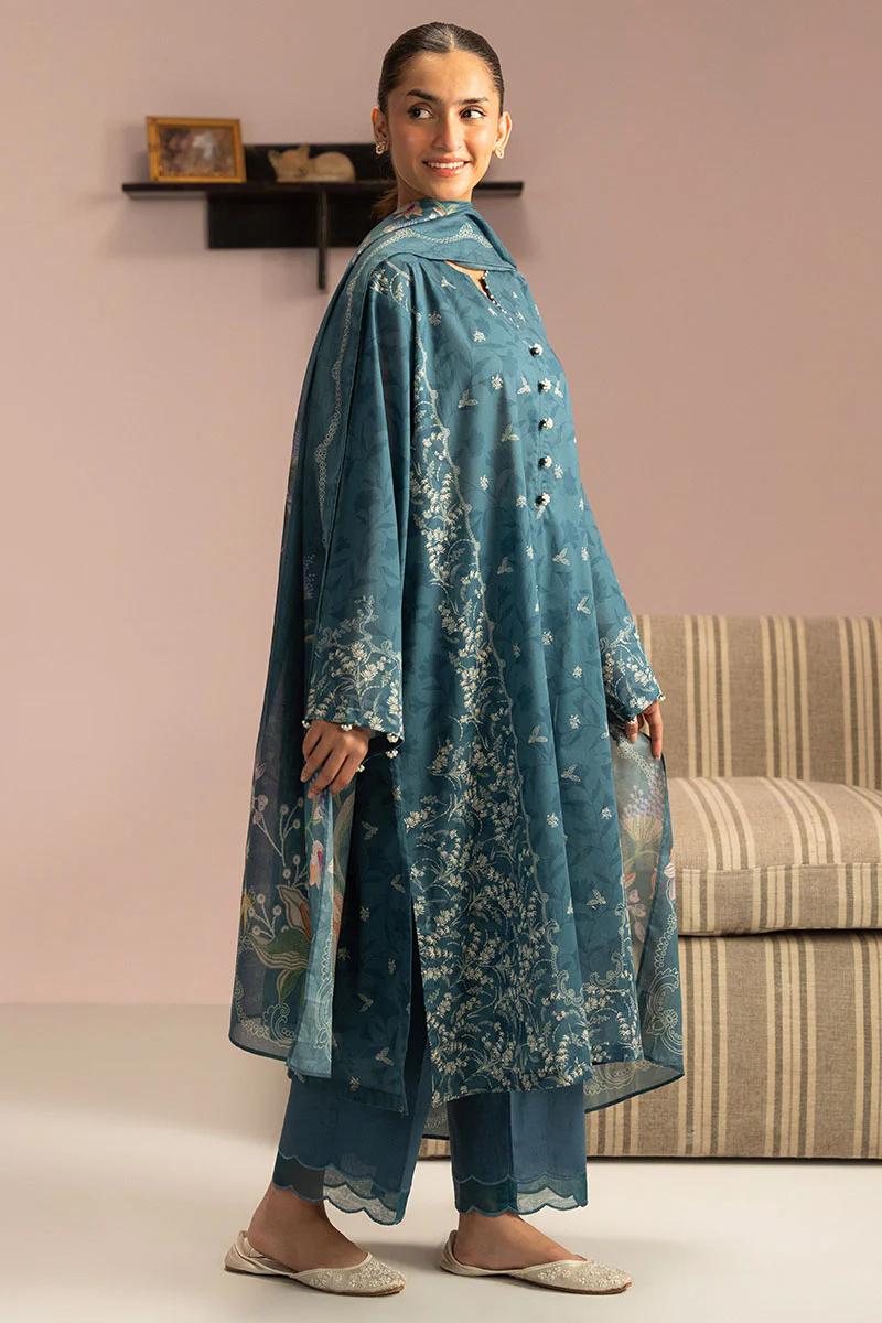 TEAL DUST-3PC PRINTED LAWN SUIT - Image 6