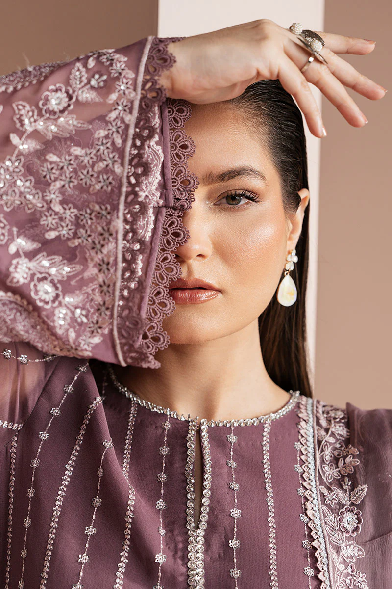 VIOLET HAZE-4 PIECE EMBROIDERED CHIFFON SUIT - Image 2
