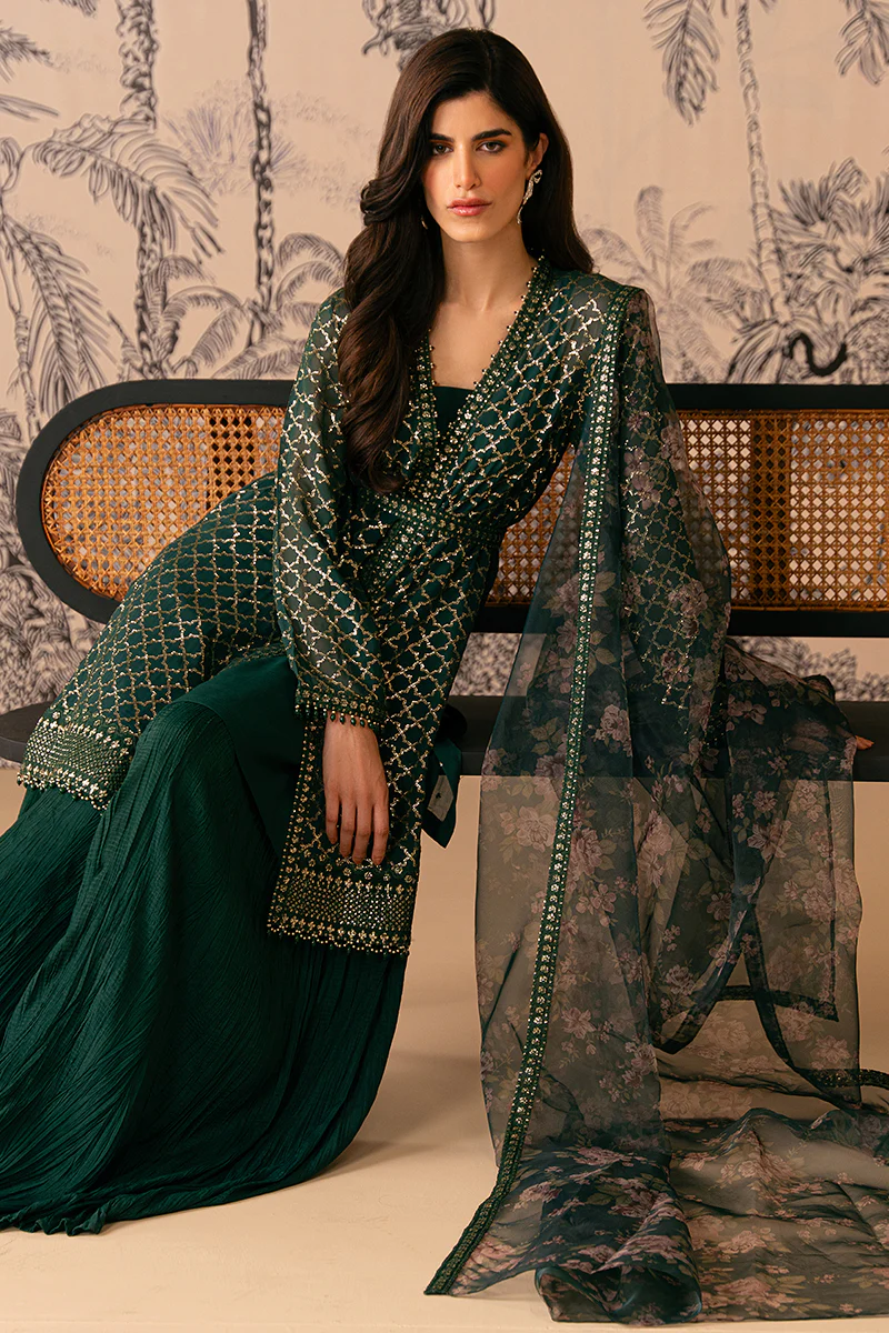 VIRIDIAN HAVEN-4 PIECE EMBROIDERED CHIFFON SUIT - Image 5