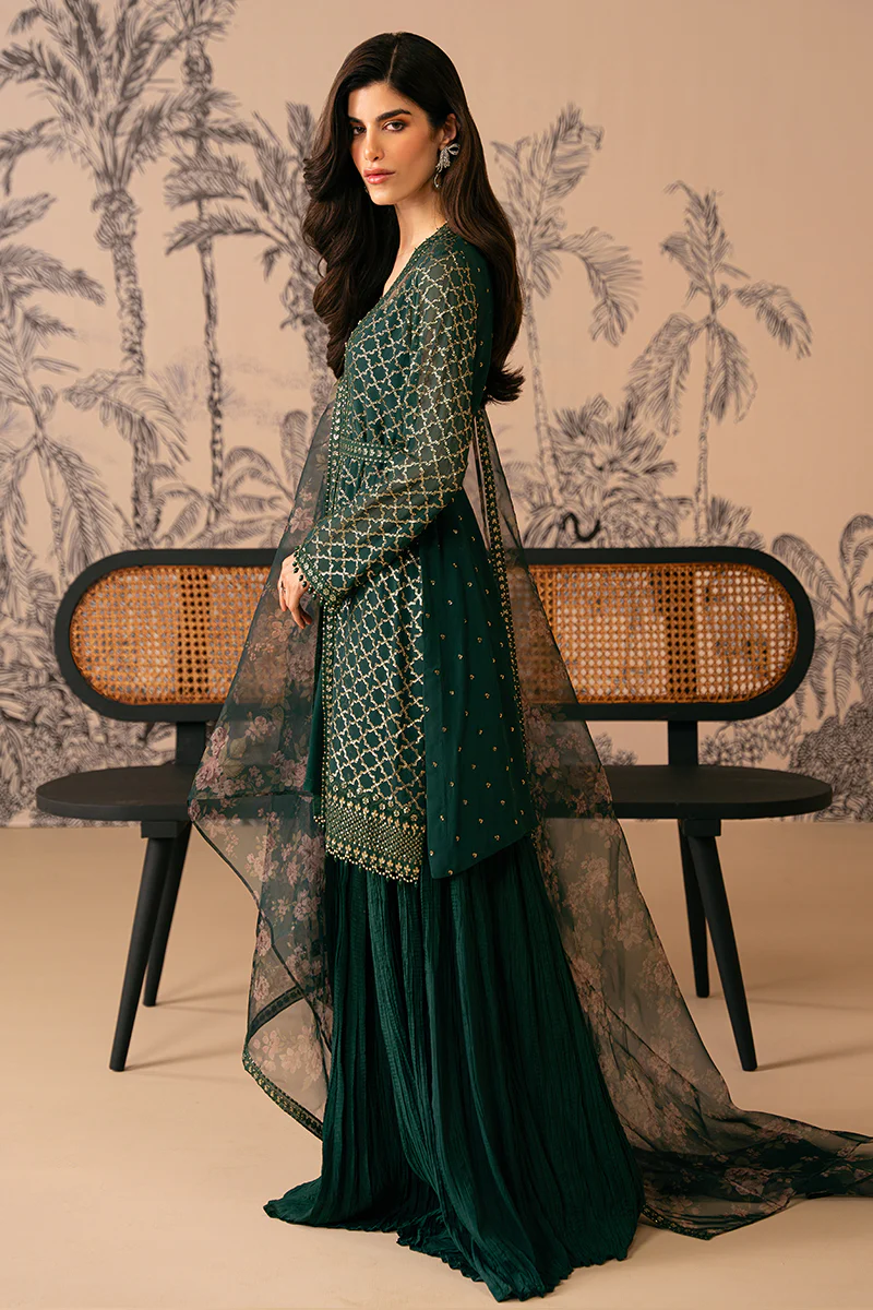 VIRIDIAN HAVEN-4 PIECE EMBROIDERED CHIFFON SUIT - Image 7