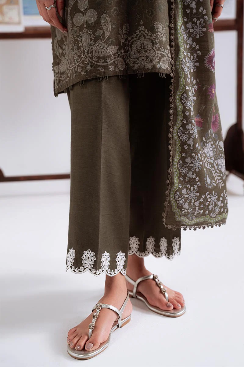 OLIVE CHARM-3PC KHADDAR PRINTED SUIT - Image 5