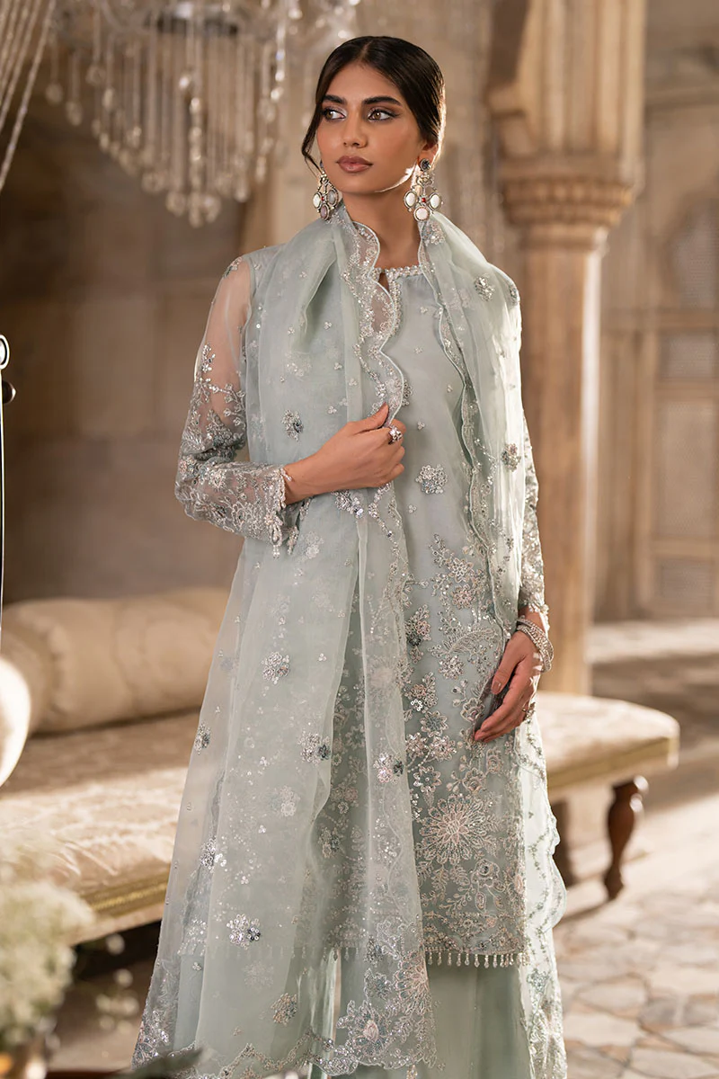 AQUA SPARKLE-3PC ORGANZA EMBROIDERED PRET - Image 3